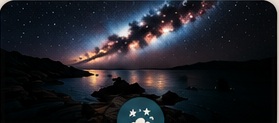 The Milky Way above a dark coastline.